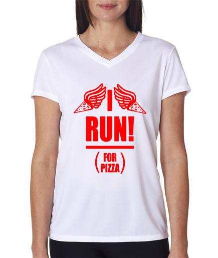 Running - I Run For Pizza - NB Ladies White Short Sleeve Shirt
